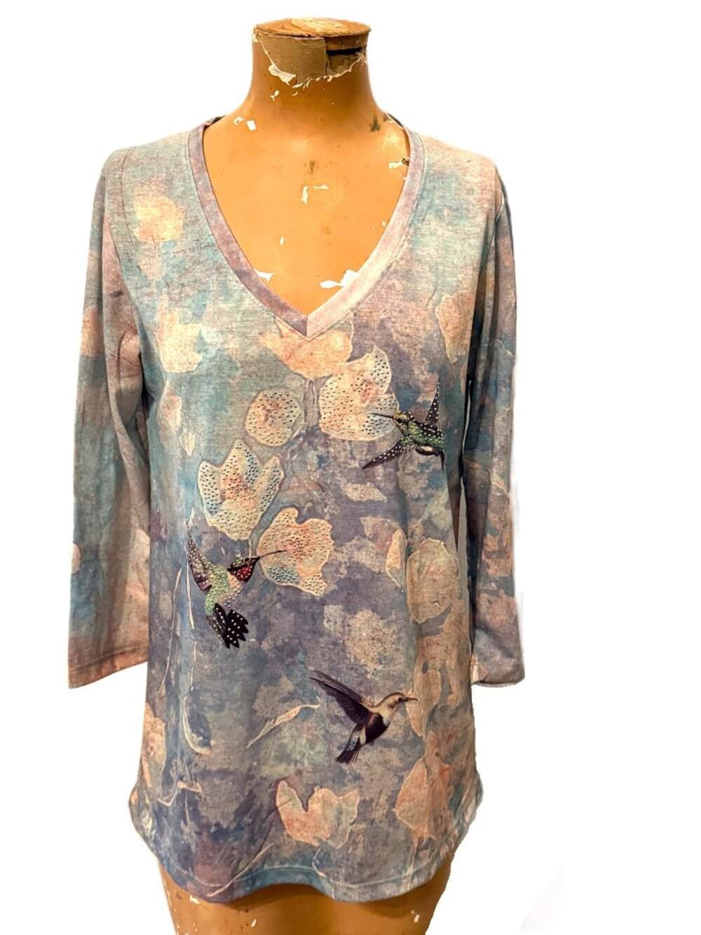 Womens Vintage Blouse Small Top Hummingbirds Cottagecore Coastal Small USA